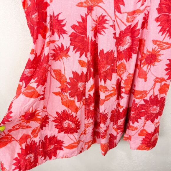 Free People Altura Babydoll Pink Mini Dress Floral Spaghetti Strap Floral XL - Picture 5 of 10